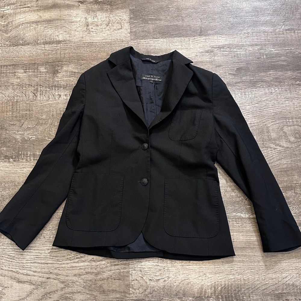 Rag & Bone Barneys‎ New York Black Wool Blend Blazer Jacket Size 4 RN108879